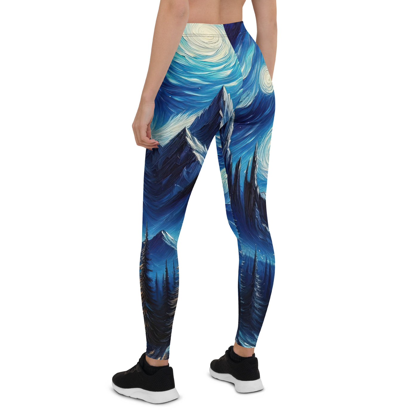 Sternennacht-Stil Ölgemälde der Alpen, himmlische Wirbelmuster - Leggings (All-Over Print) berge xxx yyy zzz