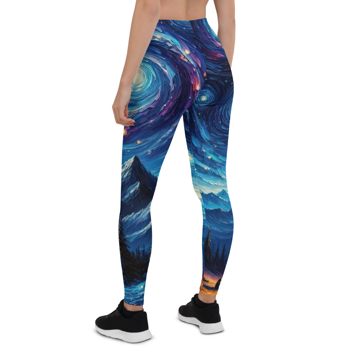 Sternennacht über den Alpen inspiriertes Ölgemälde, mystischer Nachthimmel in Blau - Leggings (All-Over Print) camping xxx yyy zzz