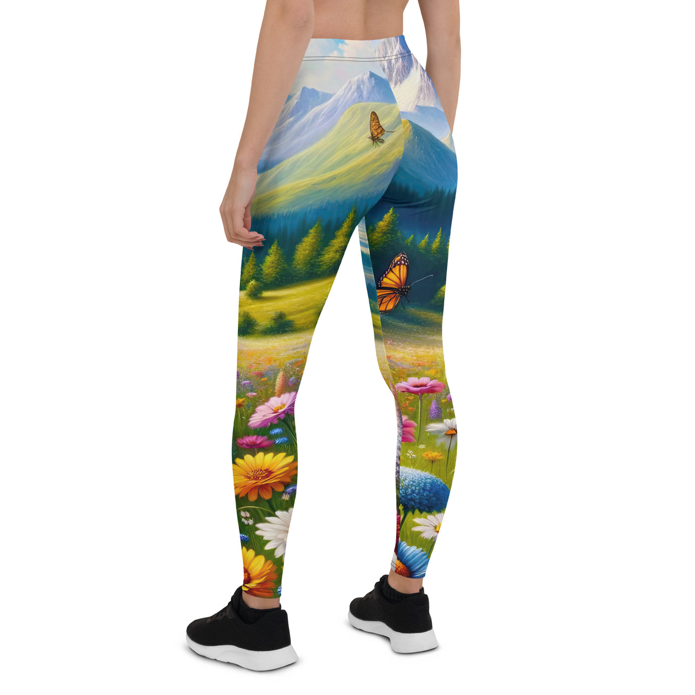 Ölgemälde einer ruhigen Almwiese, Oase mit bunter Wildblumenpracht - Leggings (All-Over Print) camping xxx yyy zzz