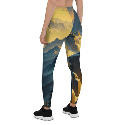 Ölgemälde eines Wanderers bei Morgendämmerung auf Alpengipfeln mit goldenem Sonnenlicht - Leggings (All-Over Print) wandern xxx yyy zzz