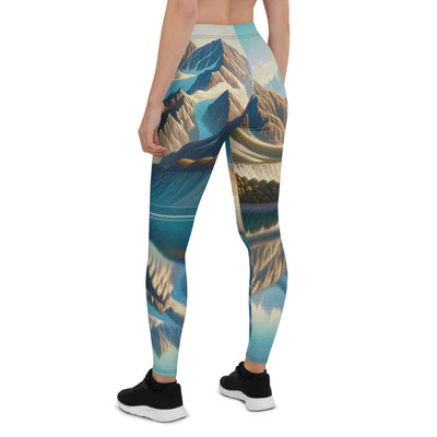 Ölgemälde eines unberührten Sees, der die Bergkette spiegelt - Leggings (All-Over Print) berge xxx yyy zzz