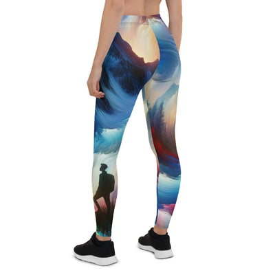 Foto eines abstrakt-expressionistischen Alpengemäldes mit Wanderersilhouette - Leggings (All-Over Print) wandern xxx yyy zzz