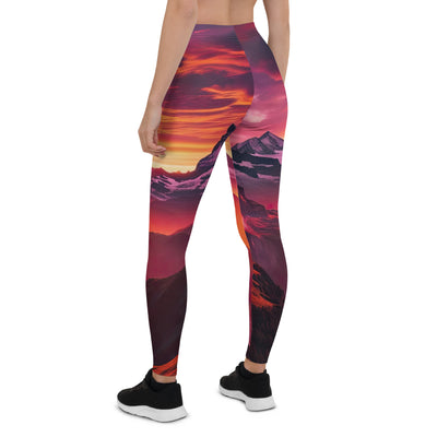 Foto der Schweizer Alpen im Sonnenuntergang, Himmel in surreal glänzenden Farbtönen - Leggings (All-Over Print) wandern xxx yyy zzz