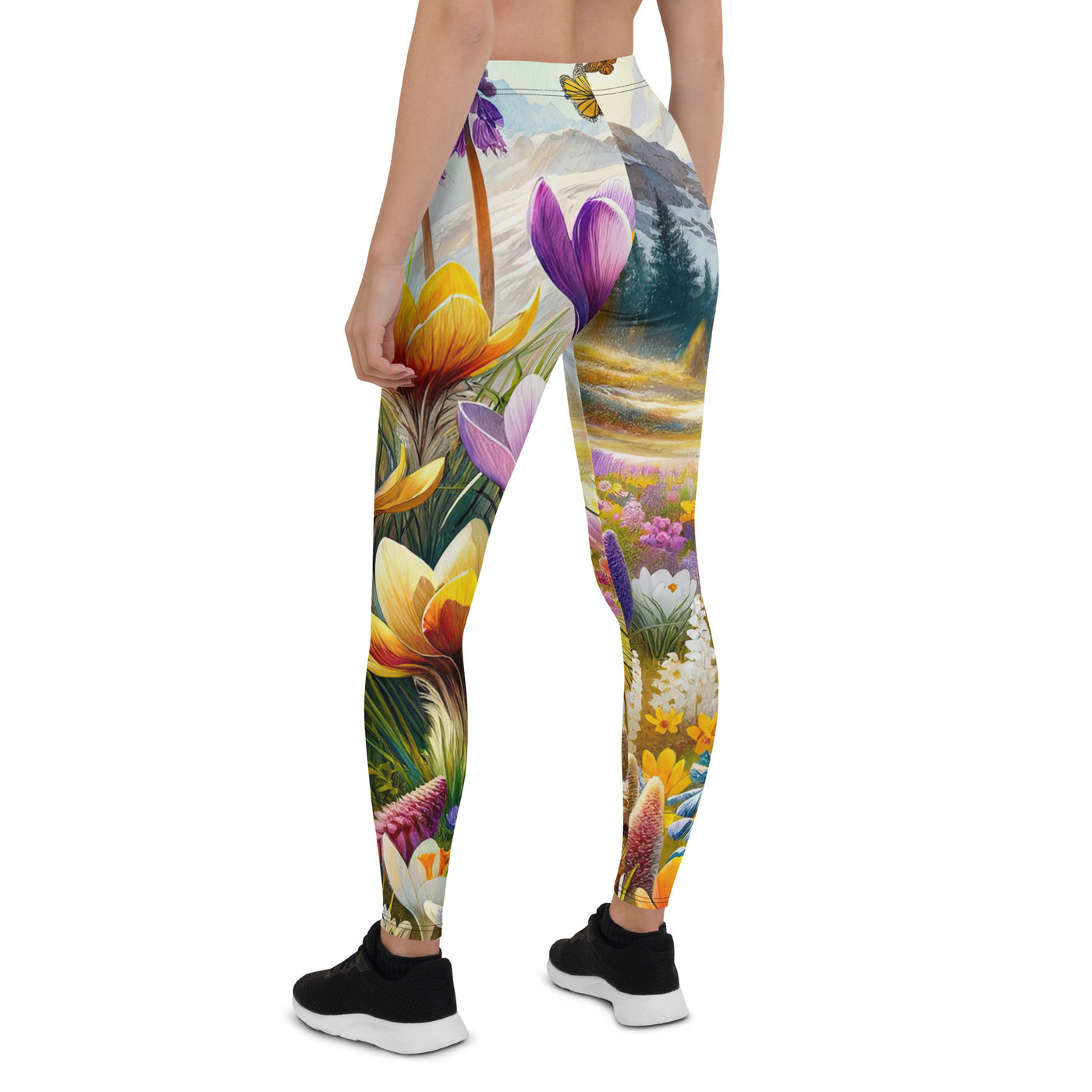 Aquarell einer ruhigen Almwiese, farbenfrohe Bergblumen in den Alpen - Leggings (All-Over Print) berge xxx yyy zzz