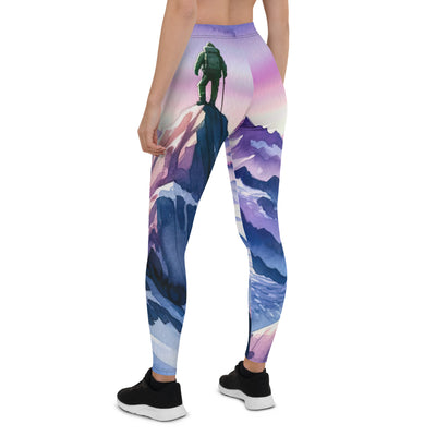 Aquarell eines Bergsteigers auf einem Alpengipfel in der Abenddämmerung - Leggings (All-Over Print) wandern xxx yyy zzz