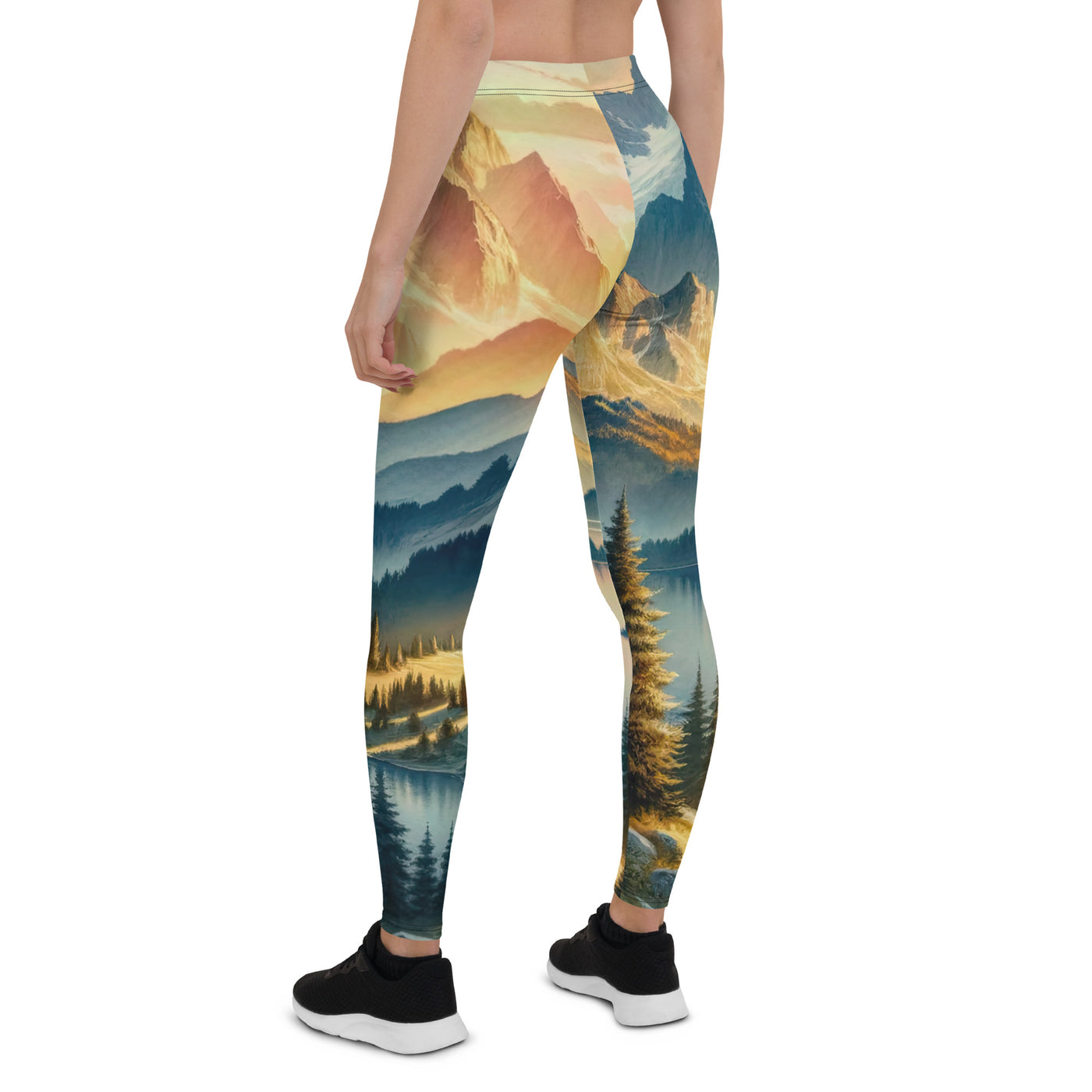 Aquarell der Alpenpracht bei Sonnenuntergang, Berge im goldenen Licht - Leggings (All-Over Print) berge xxx yyy zzz