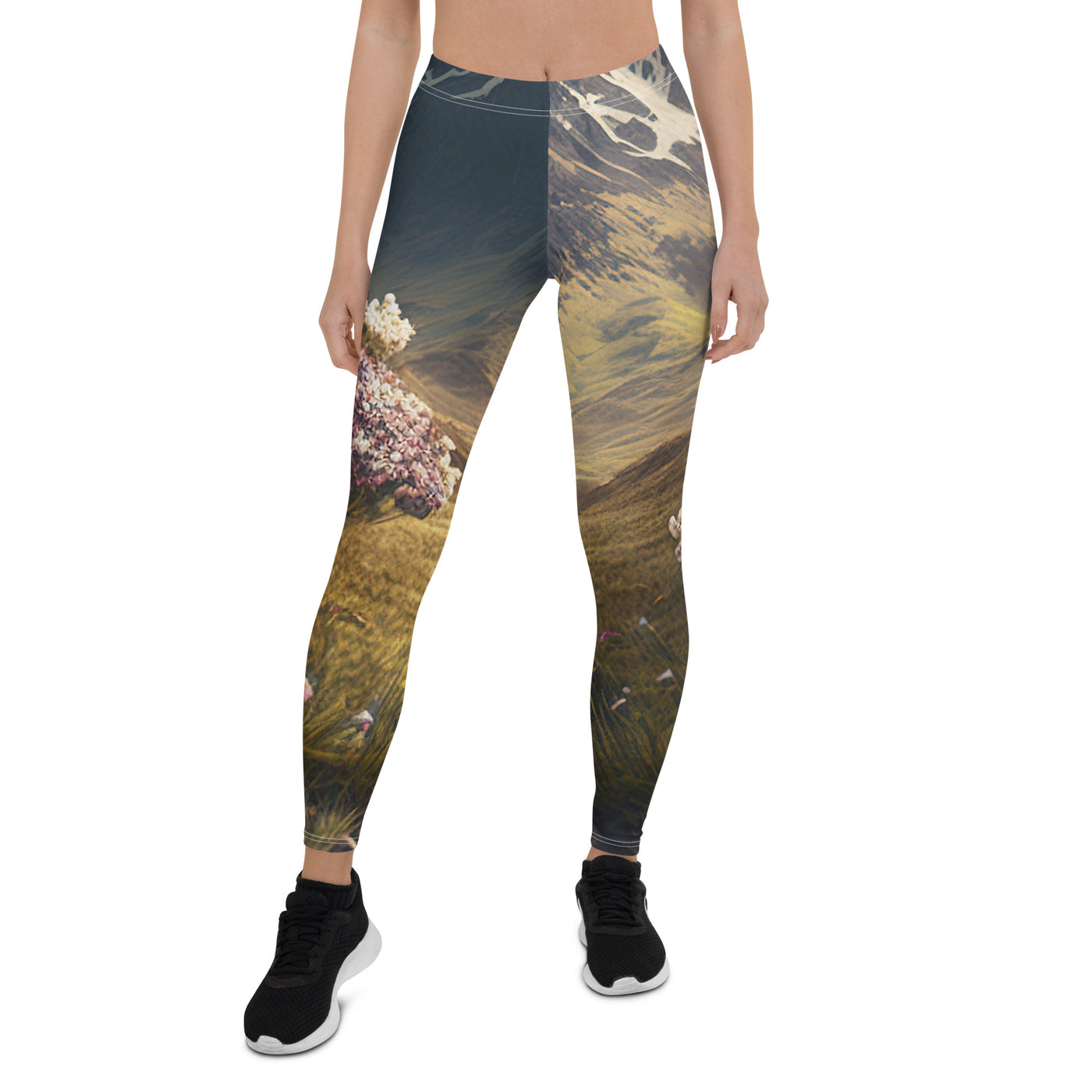 Epischer Berg, steiniger Weg und Blumen - Realistische Malerei - Leggings (All-Over Print) berge xxx XL