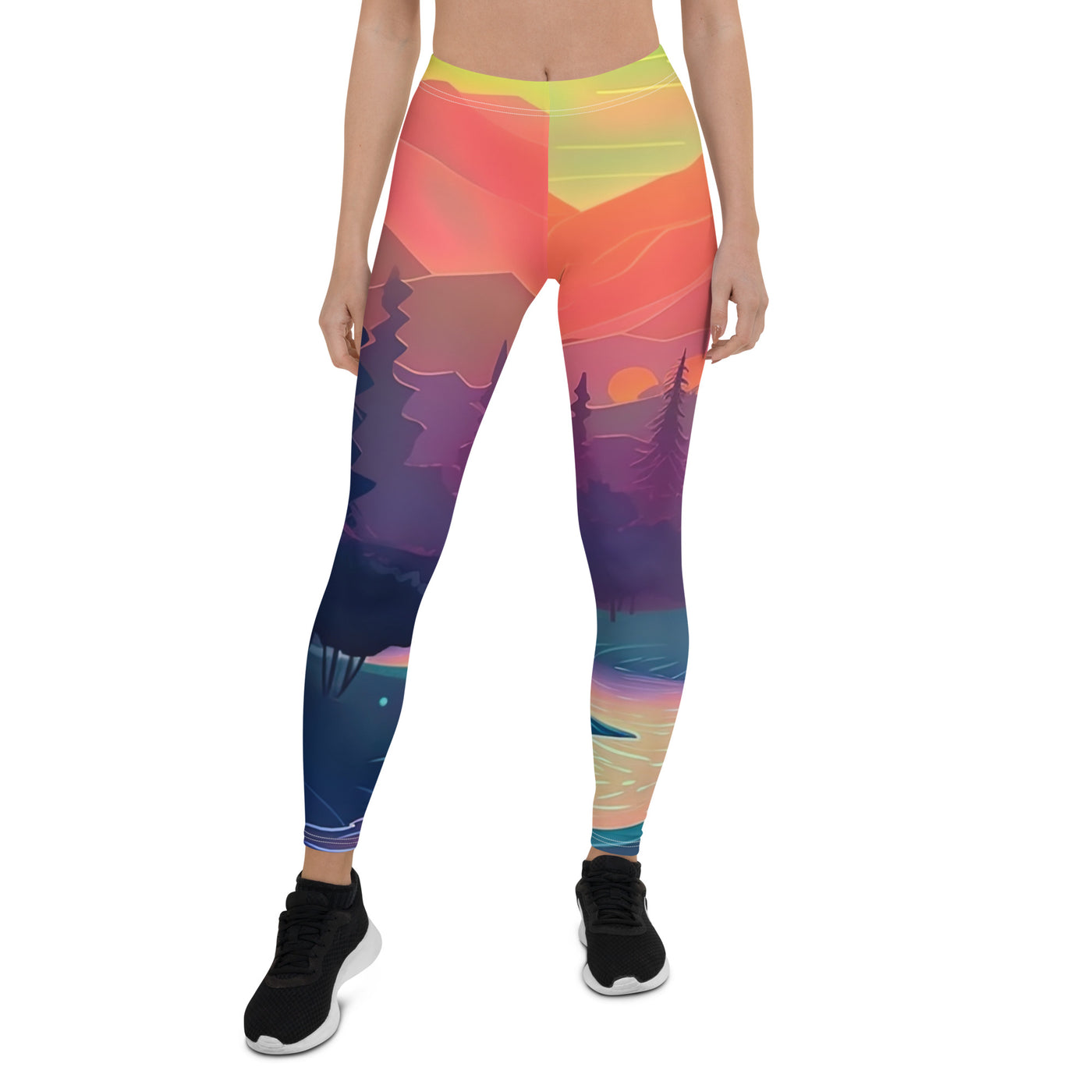 Berge, Fluss, Sonnenuntergang - Malerei - Leggings (All-Over Print) berge xxx XL