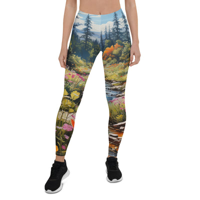 Berge, schöne Blumen und Bach im Wald - Leggings (All-Over Print) berge xxx XL