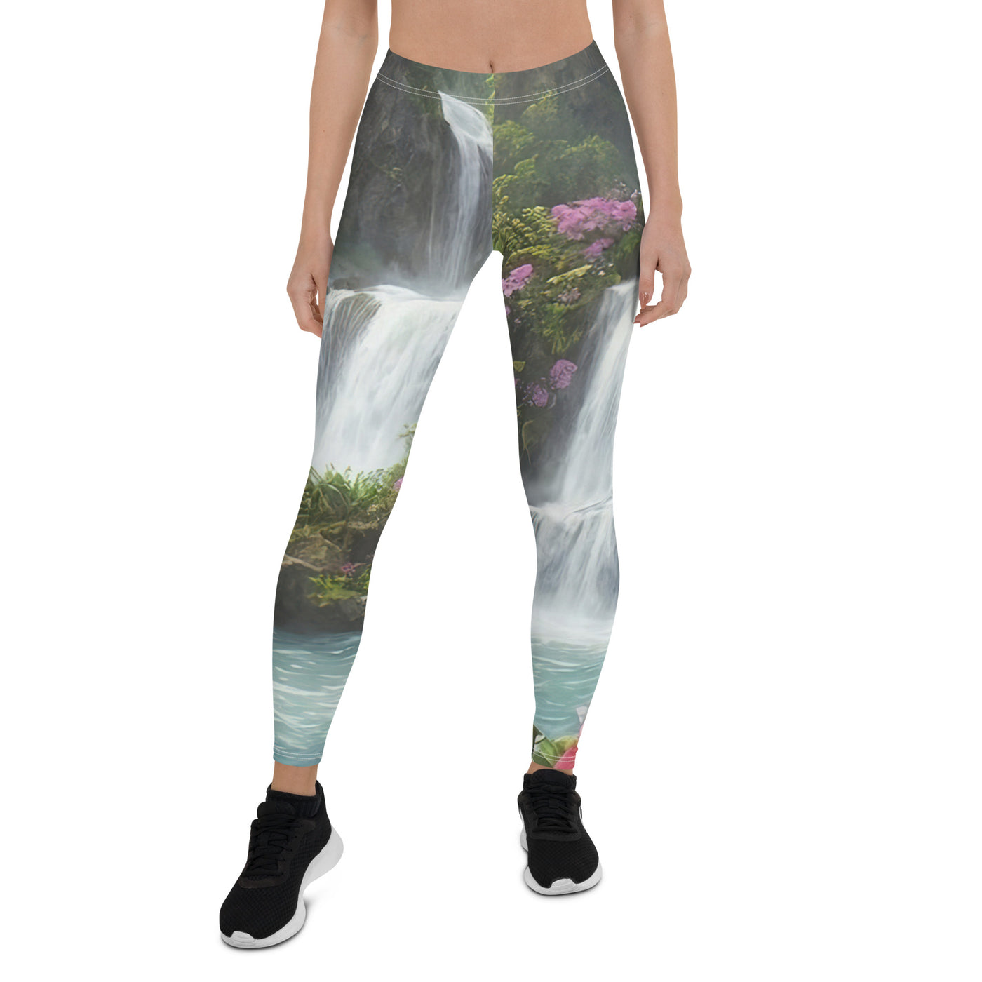 Wasserfall im Wald und Blumen - Schöne Malerei - Leggings (All-Over Print) camping xxx XL