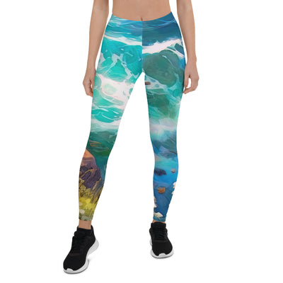 Berge, Blumen, Fluss und Steine - Malerei - Leggings (All-Over Print) camping xxx XL