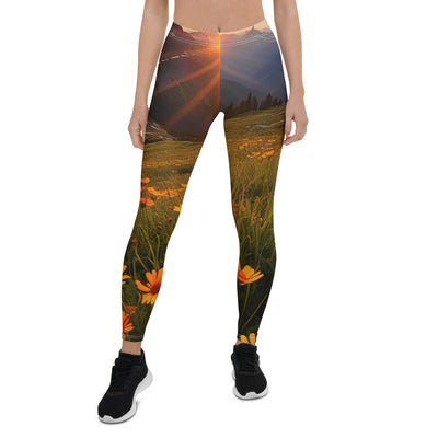 Gebirge, Sonnenblumen und Sonnenaufgang - Leggings (All-Over Print) berge xxx XL