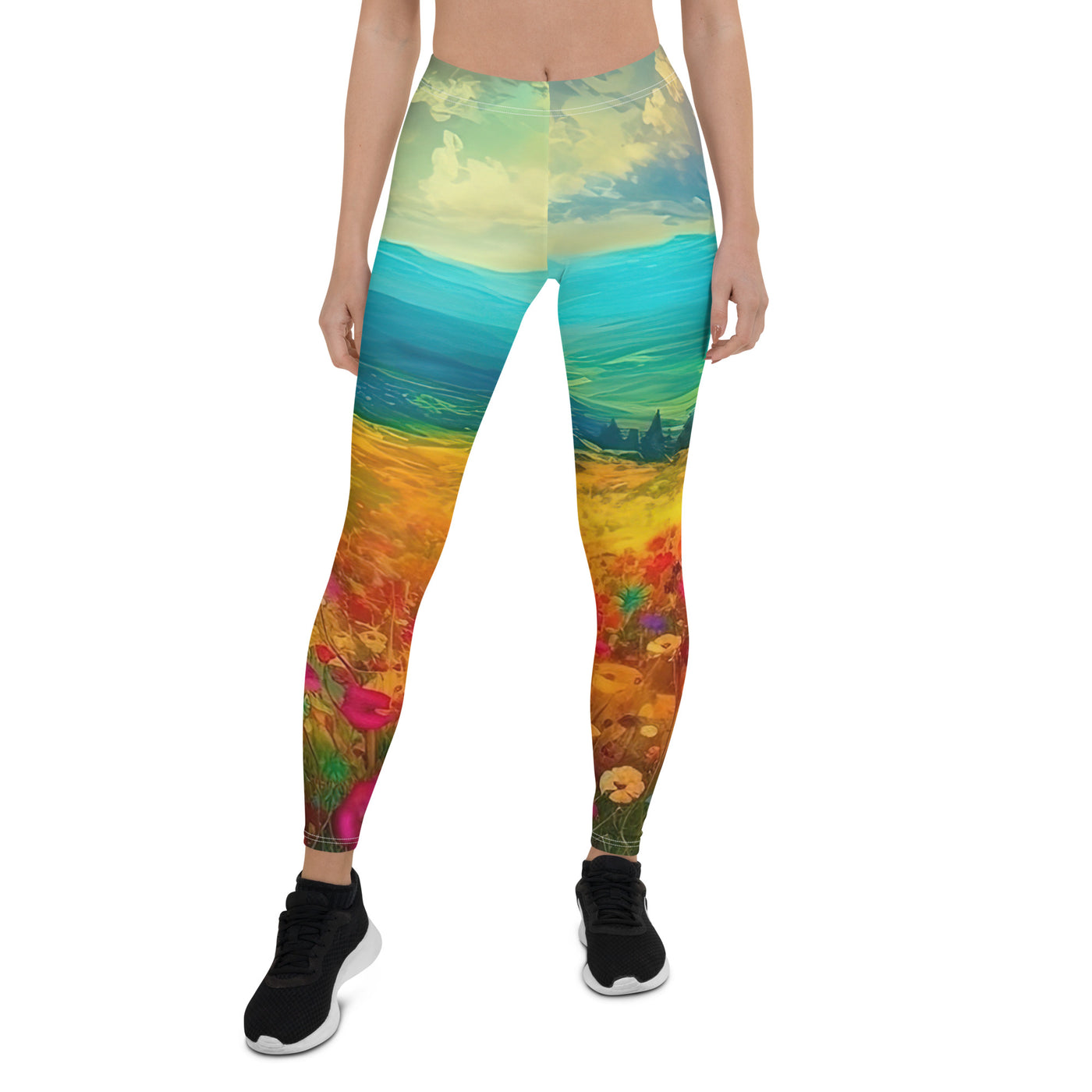 Berglandschaft und schöne farbige Blumen - Malerei - Leggings (All-Over Print) berge xxx XL