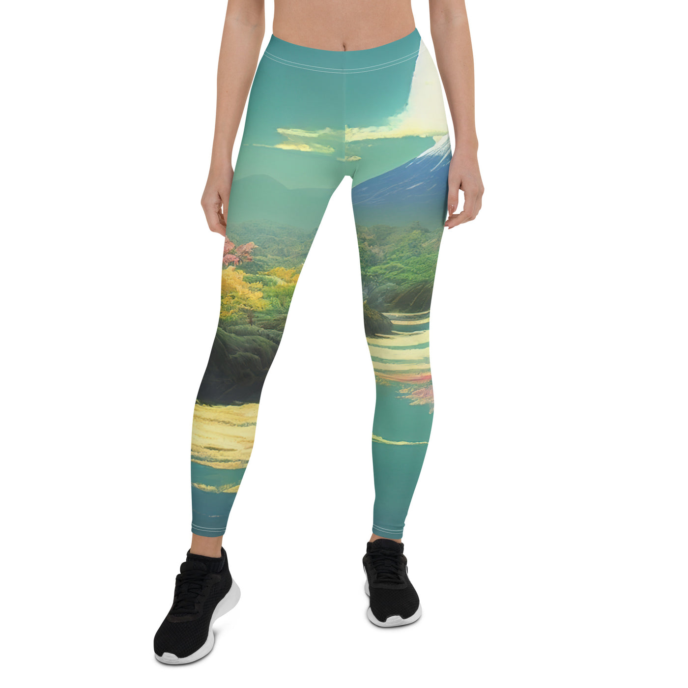 Berg, See und Wald mit pinken Bäumen - Landschaftsmalerei - Leggings (All-Over Print) berge xxx XL