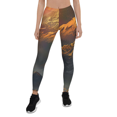 Wunderschöne Himalaya Gebirge im Nebel und Sonnenuntergang - Malerei - Leggings (All-Over Print) berge xxx XL