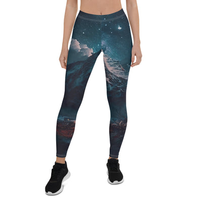 Zelt und Berg in der Nacht - Sterne am Himmel - Landschaftsmalerei - Leggings (All-Over Print) camping xxx XL