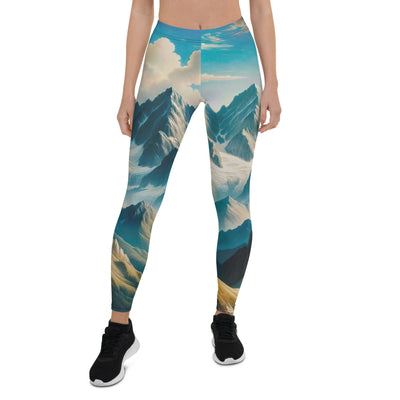 Ein Gemälde von Bergen, das eine epische Atmosphäre ausstrahlt. Kunst der Frührenaissance - Leggings (All-Over Print) berge xxx yyy zzz XL