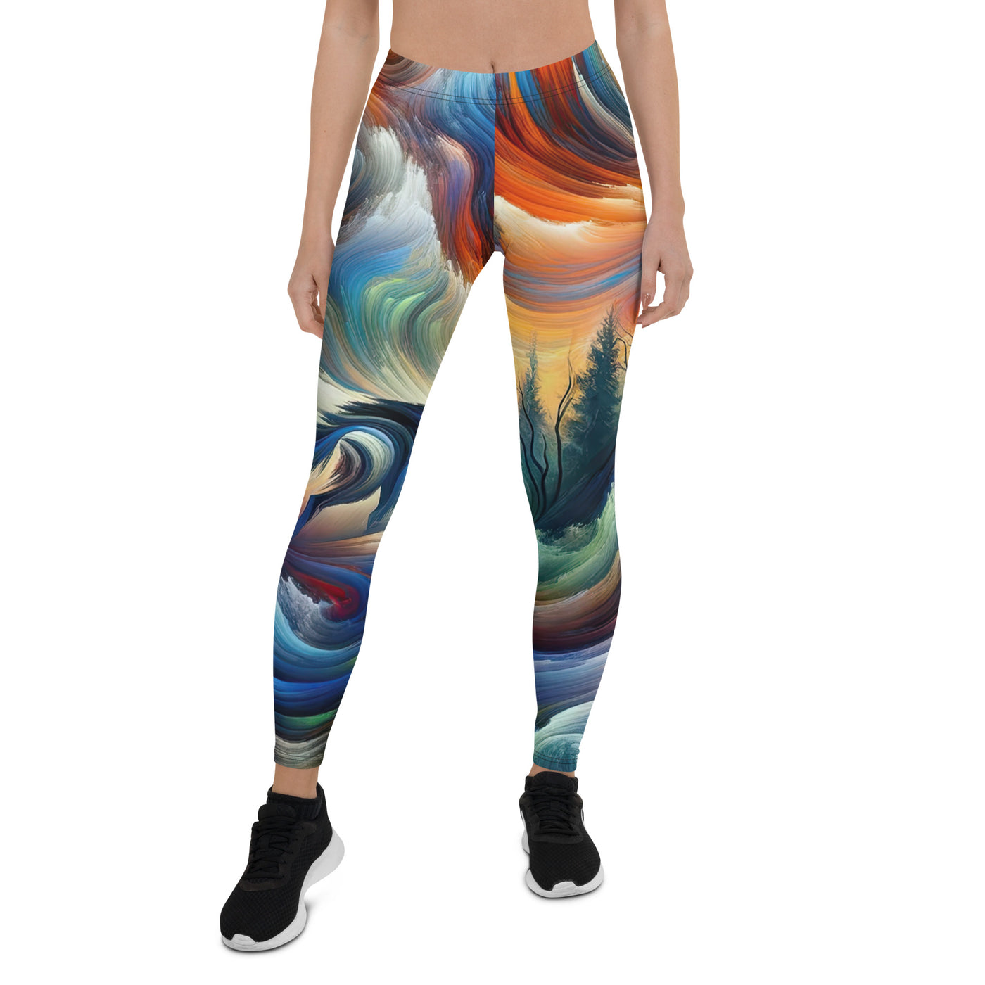 Alpen Abstraktgemälde mit Wolf Silhouette in lebhaften Farben (AN) - Leggings (All-Over Print) xxx yyy zzz XL