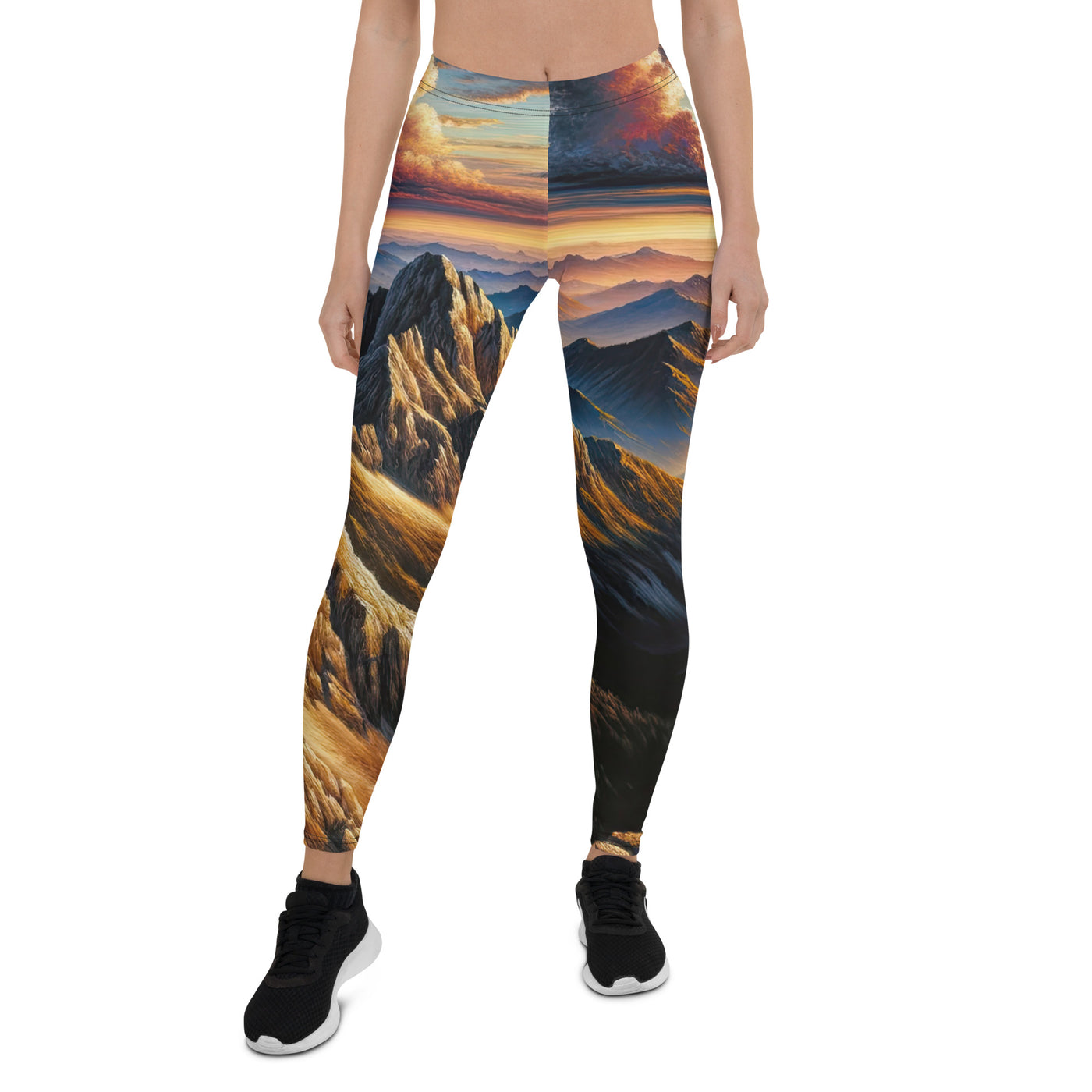 Alpen in Abenddämmerung: Acrylgemälde mit beleuchteten Berggipfeln - Leggings (All-Over Print) berge xxx yyy zzz XL