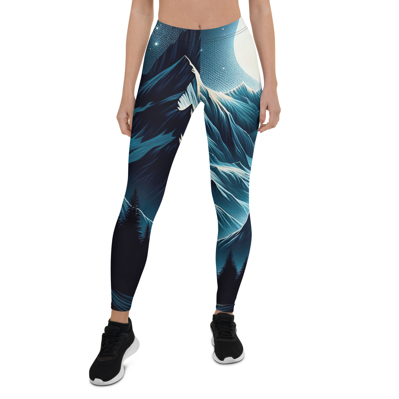 Alpennacht mit Zelt: Mondglanz auf Gipfeln und Tälern, sternenklarer Himmel - Leggings (All-Over Print) berge xxx yyy zzz XL