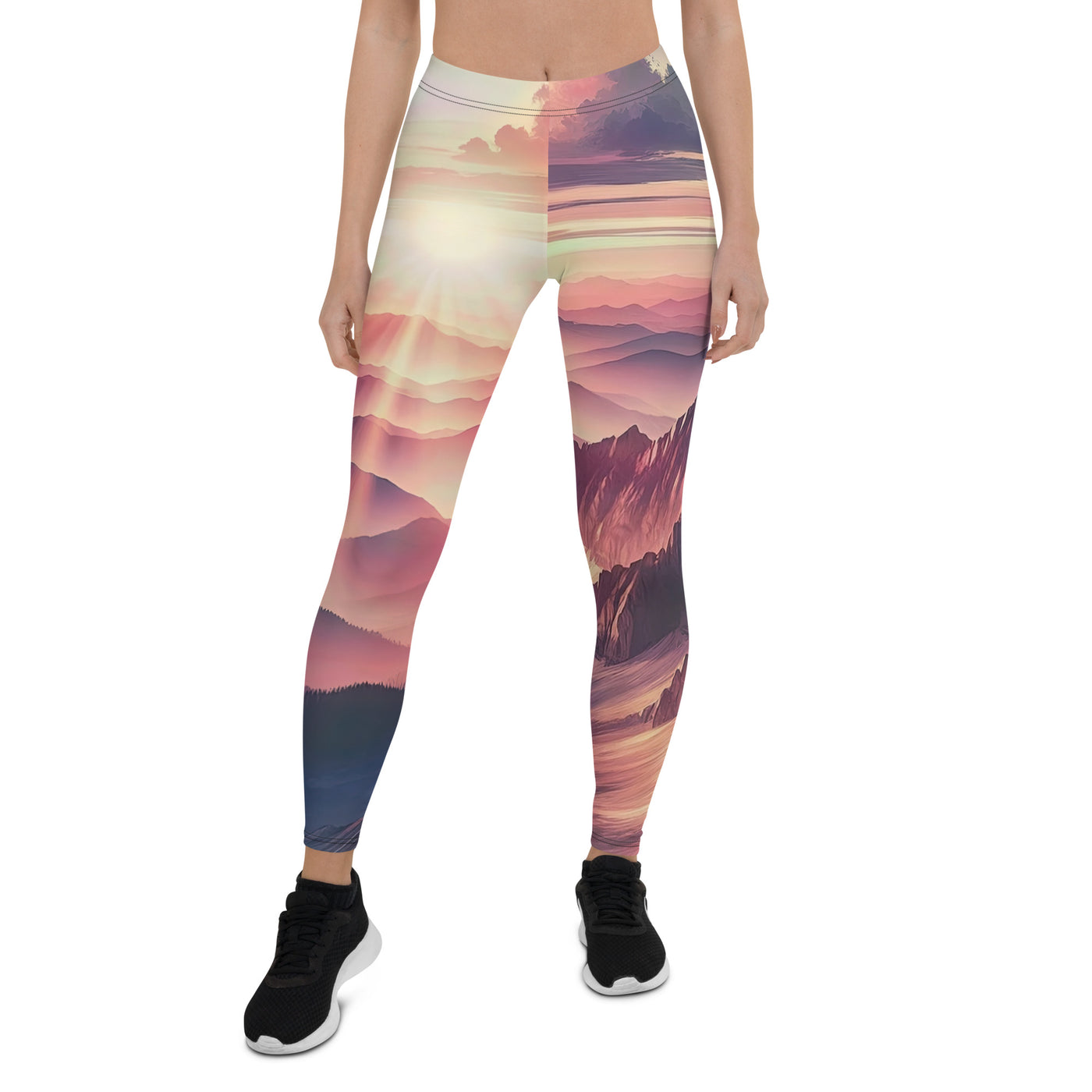 Schöne Berge bei Sonnenaufgang: Malerei in Pastelltönen - Leggings (All-Over Print) berge xxx yyy zzz XL