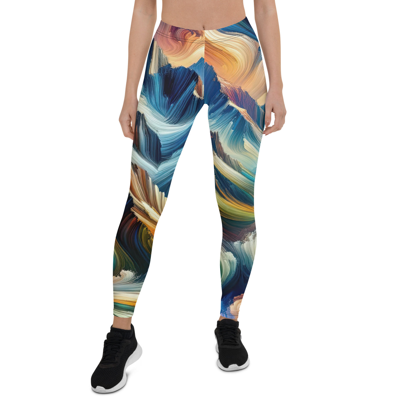 Abstrakte Kunst der Alpen mit lebendigen Farben und wirbelnden Mustern, majestätischen Gipfel und Täler - Leggings (All-Over Print) berge xxx yyy zzz XL