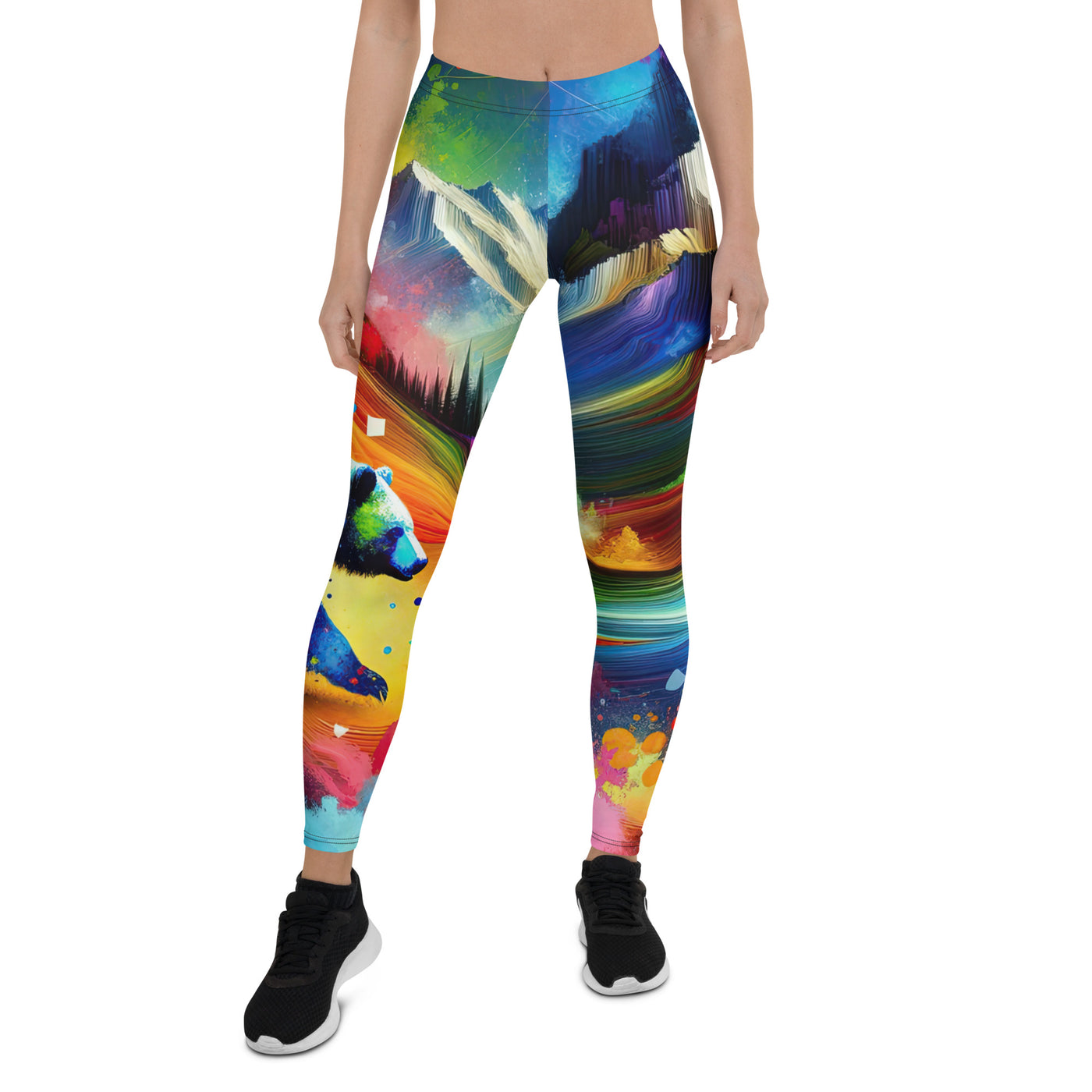 Neonfarbener Alpen Bär in abstrakten geometrischen Formen - Leggings (All-Over Print) camping xxx yyy zzz XL