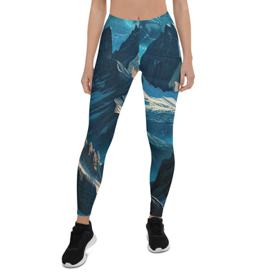 Fuchs in Alpennacht: Digitale Kunst der eisigen Berge im Mondlicht - Leggings (All-Over Print) camping xxx yyy zzz XL