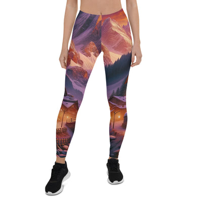 Magische Alpenstunde: Digitale Kunst mit warmem Himmelsschein über schneebedeckte Berge - Leggings (All-Over Print) berge xxx yyy zzz XL