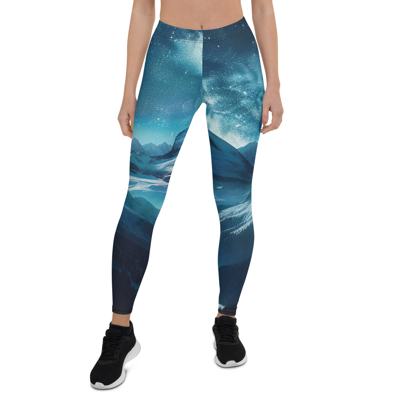 Winterabend in den Bergen: Digitale Kunst mit Sternenhimmel - Leggings (All-Over Print) berge xxx yyy zzz XL