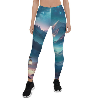 Stille Alpennacht: Digitale Kunst mit Gipfeln und Sternenteppich - Leggings (All-Over Print) wandern xxx yyy zzz XL