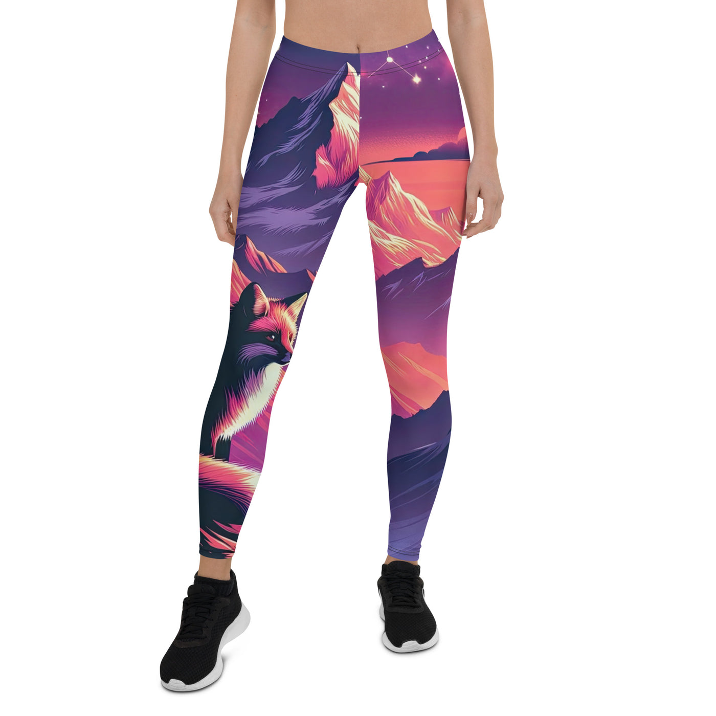 Fuchs im dramatischen Sonnenuntergang: Digitale Bergillustration in Abendfarben - Leggings (All-Over Print) camping xxx yyy zzz XL