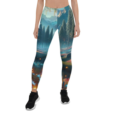 Ätherischer Alpenwald: Digitale Darstellung mit leuchtenden Bäumen und Blumen - Leggings (All-Over Print) camping xxx yyy zzz XL