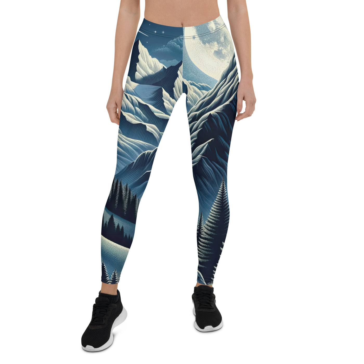 Steinbock in Alpennacht, silberne Berge und Sternenhimmel - Leggings (All-Over Print) berge xxx yyy zzz XL