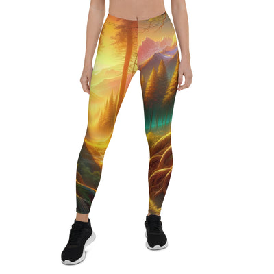 Golden-Stunde Alpenwald, Sonnenlicht durch Blätterdach - Leggings (All-Over Print) camping xxx yyy zzz XL