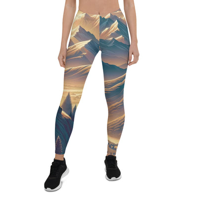 Alpen-Morgendämmerung, erste Sonnenstrahlen auf Schneegipfeln - Leggings (All-Over Print) berge xxx yyy zzz XL