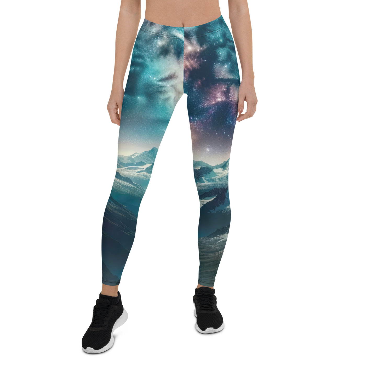 Alpennacht mit Milchstraße: Digitale Kunst mit Bergen und Sternenhimmel - Leggings (All-Over Print) wandern xxx yyy zzz XL