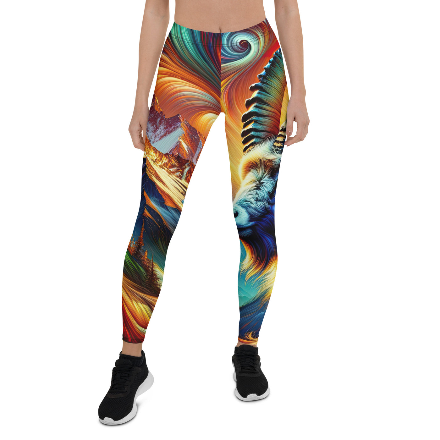 Digitale Kunst der Alpen, Landschaft mit wirbelnden, abstrakten Formen - Leggings (All-Over Print) berge xxx yyy zzz XL