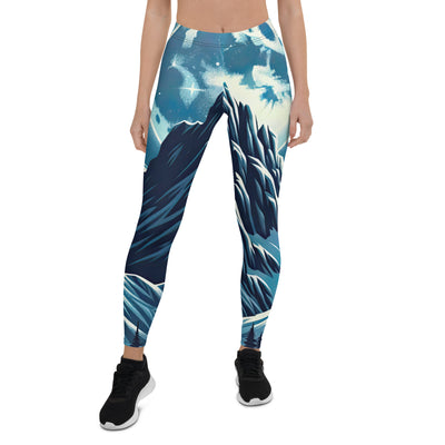 Mondnacht und Gipfelkreuz in den Alpen, glitzernde Schneegipfel - Leggings (All-Over Print) berge xxx yyy zzz XL