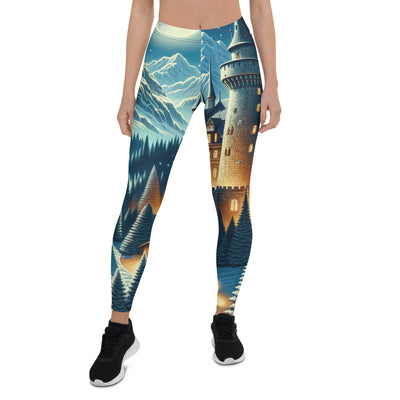 Mondhelle Schlossnacht in den Alpen, sternenklarer Himmel - Leggings (All-Over Print) berge xxx yyy zzz XL