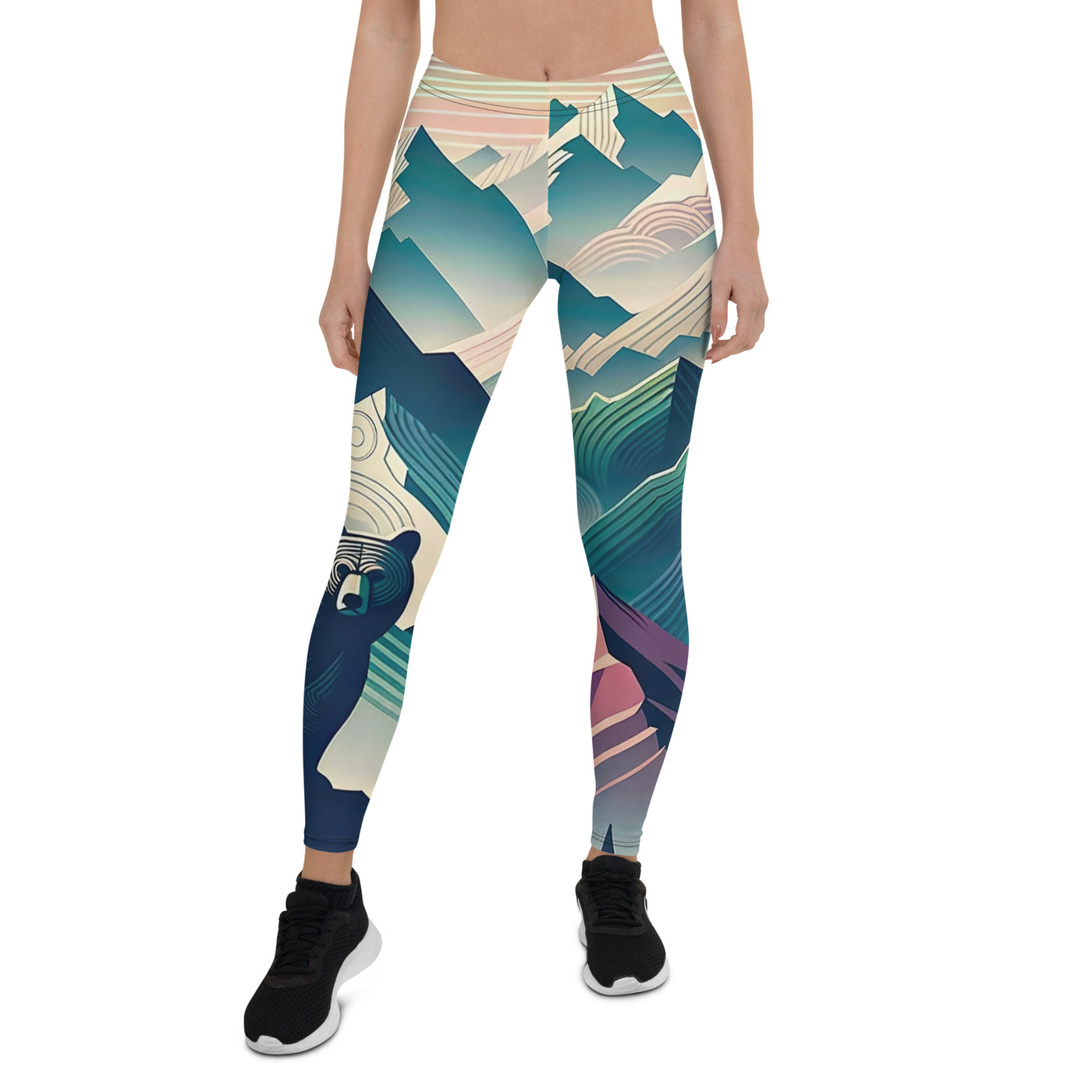 Bär im Panoramablick der Alpen, moderne Kunst-Gebirgsschichten - Leggings (All-Over Print) camping xxx yyy zzz XL