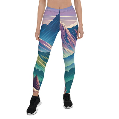 Harmonische Berglandschaft mit Schweizer Flagge auf Gipfel - Leggings (All-Over Print) berge xxx yyy zzz XL