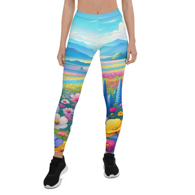 Weitläufiges Blumenfeld unter himmelblauem Himmel, leuchtende Flora - Leggings (All-Over Print) camping xxx yyy zzz XL