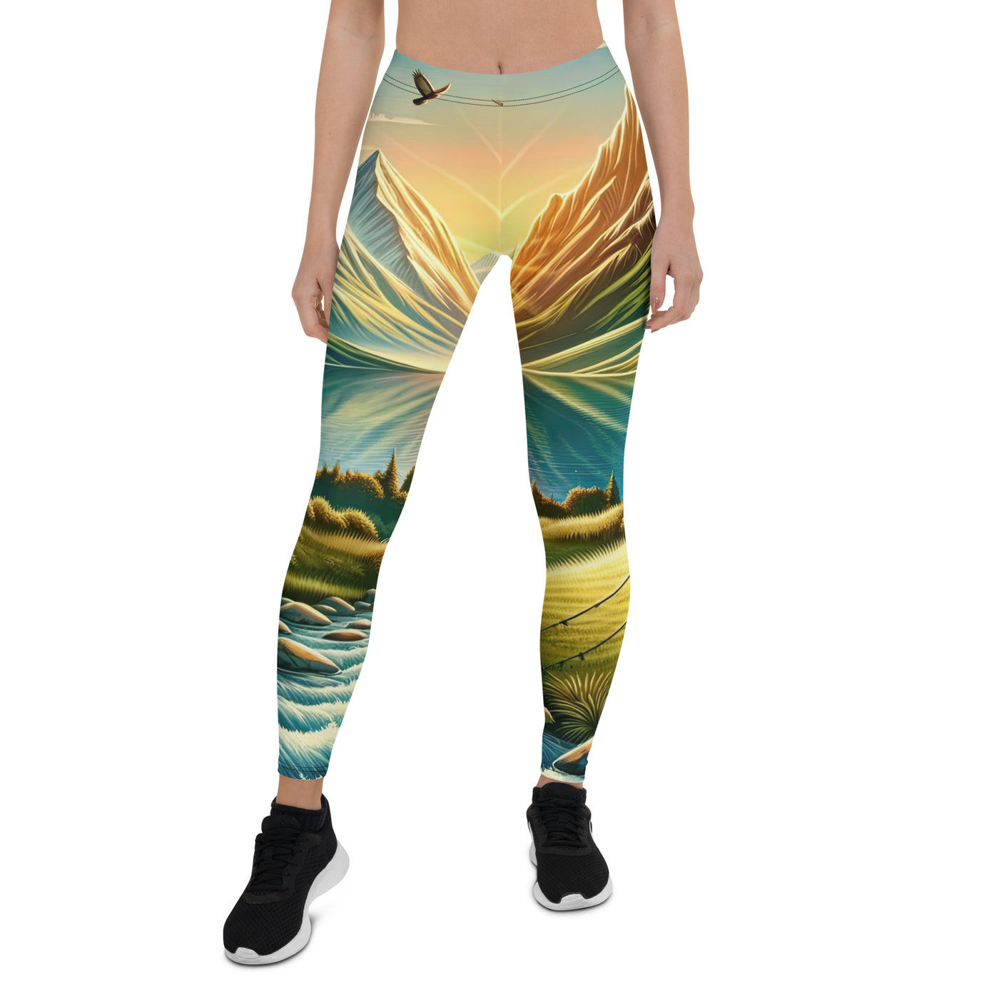 Zelt im Alpenmorgen mit goldenem Licht, Schneebergen und unberührten Seen - Leggings (All-Over Print) berge xxx yyy zzz XL