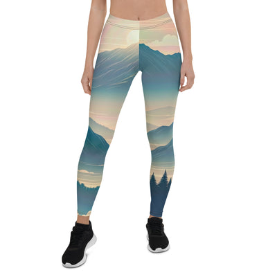 Bergszene bei Morgendämmerung, erste Sonnenstrahlen auf Bergrücken - Leggings (All-Over Print) berge xxx yyy zzz XL