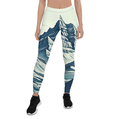 Ausgedehnte Bergkette mit dominierendem Gipfel und wehender Schweizer Flagge - Leggings (All-Over Print) berge xxx yyy zzz XL