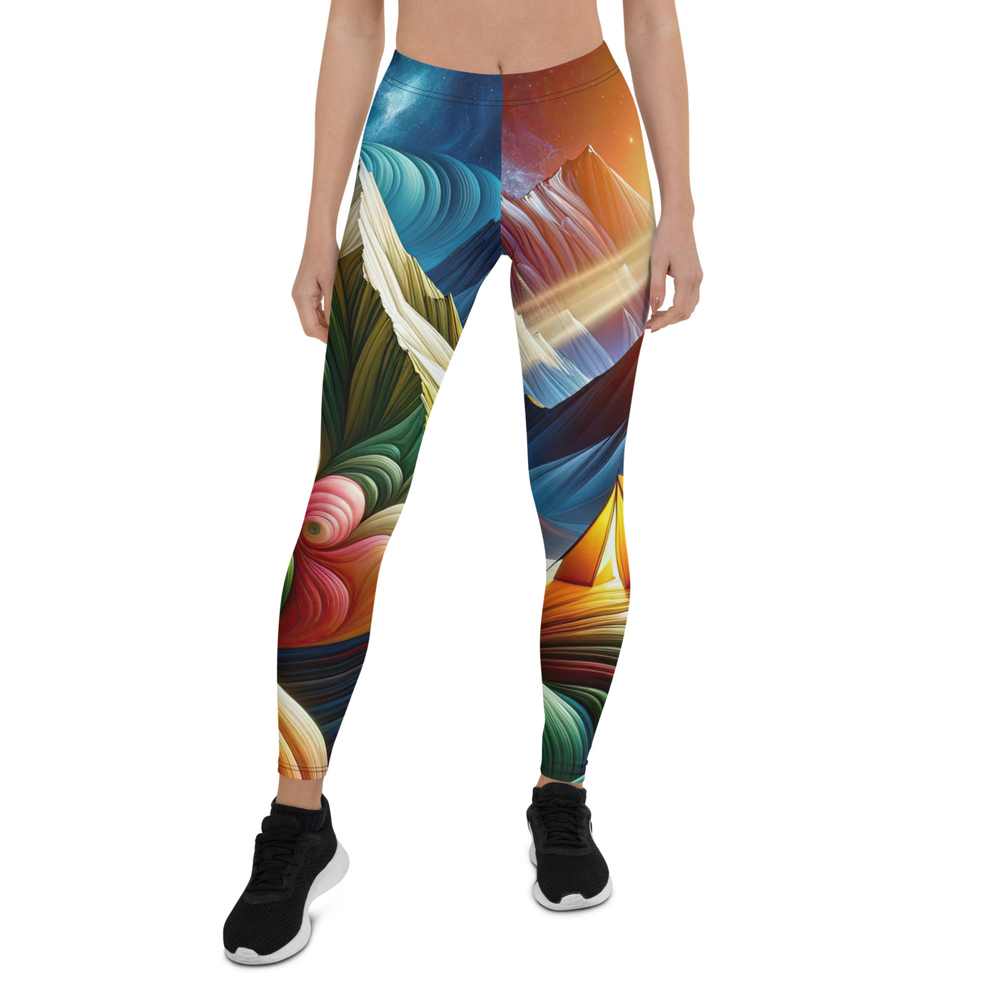 Abstrakte Bergwelt in lebendigen Farben mit Zelt - Leggings (All-Over Print) camping xxx yyy zzz XL