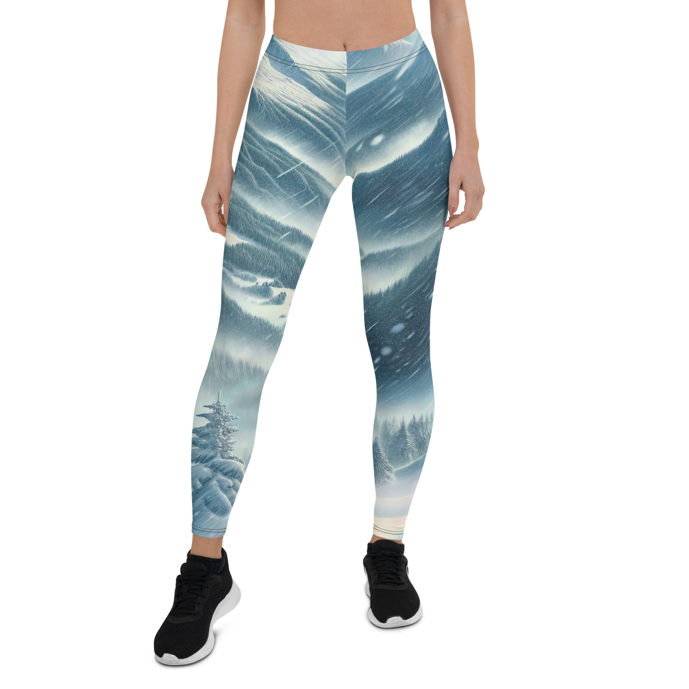 Alpine Wildnis im Wintersturm mit Skifahrer, verschneite Landschaft - Leggings (All-Over Print) klettern ski xxx yyy zzz XL