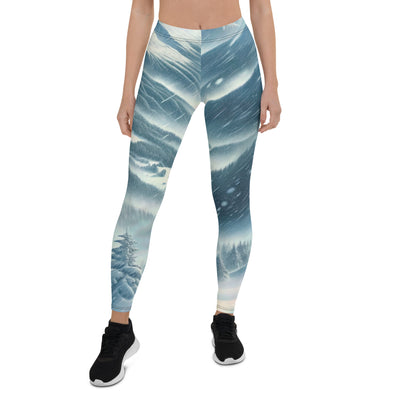 Alpine Wildnis im Wintersturm mit Skifahrer, verschneite Landschaft - Leggings (All-Over Print) klettern ski xxx yyy zzz XL