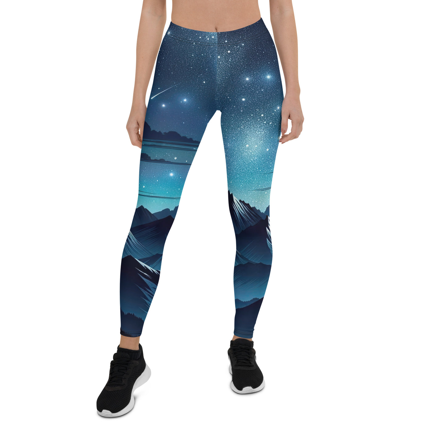 Alpen unter Sternenhimmel mit glitzernden Sternen und Meteoren - Leggings (All-Over Print) berge xxx yyy zzz XL